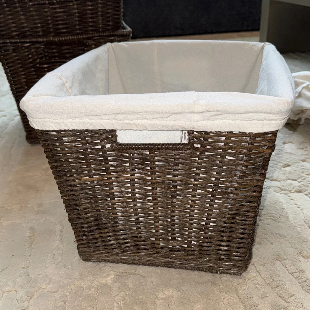 Threshold Large Brown Wicker Storage Basket with optional cream liner 11 x15 x13
